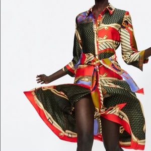 ✨ ZARA “Silk Scarf” Print Midi Dress ✨